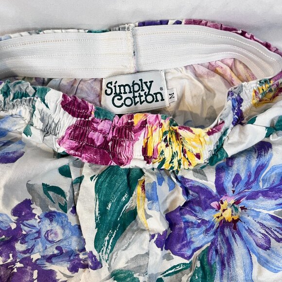 Vintage 90s Floral Print High-Waisted Leggings - Pink & Purple - Size M - Picture 3 of 5